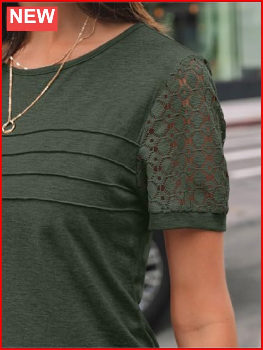 Women's Dressy Lace Short Sleeve T-Shirt Blouse Business Casual Top - Picture 4 of 6